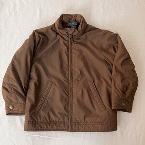 Polo Ralph Lauren Boys' Brown Microfiber Fleece-Lined Hooded Jacket – Size 4T 🧥